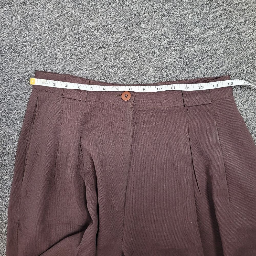 VINTAGE 80s brown high waisted dark academia‎ wide leg trouser pants M - Picture 10 of 12